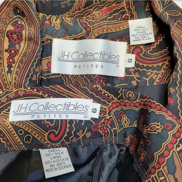 JH Collectibles Silk Paisley Blazer and Skirt Vintage 90s Suit Matching Set - Picture 11 of 15